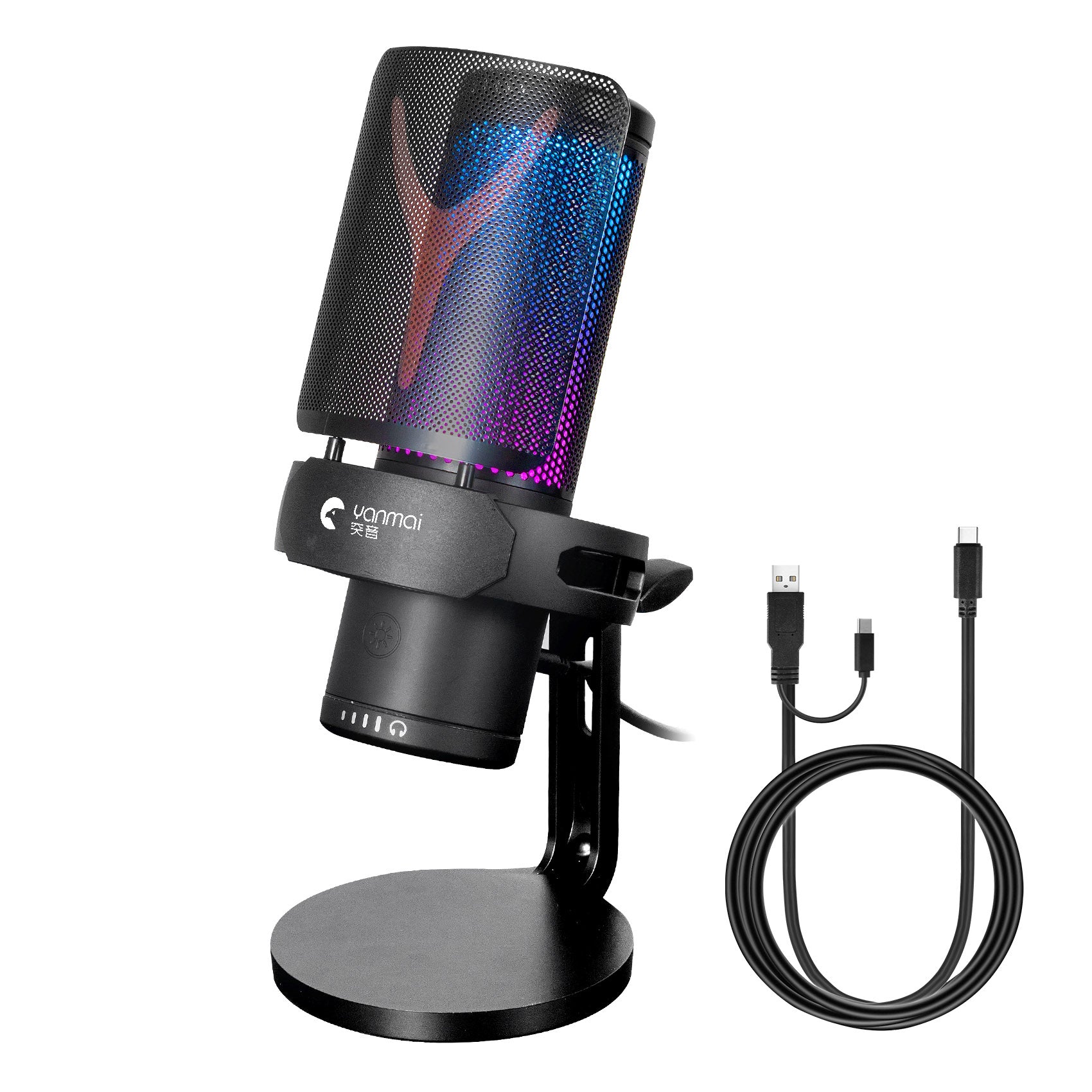 YANMAI GM7 RGB Gaming Condenser Mic Cell Phone Karaoke Microphone Real-Time Monitor Streaming Condenser Microphone YANMAI GM7 RGB Gaming Condenser Mic Cell Phone Karaoke Microphone Real-Time Monitor Streaming Condenser Microphone